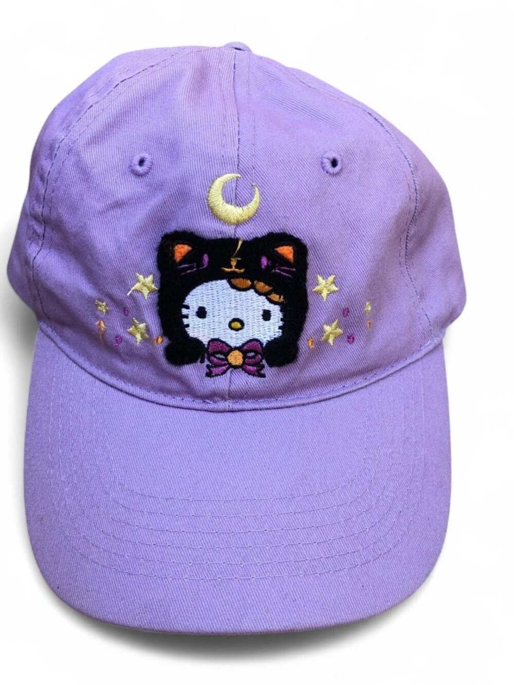SANRIO HELLO KITTY Halloween Black Cat Hat Womens One Size Purple Adjustable Cap